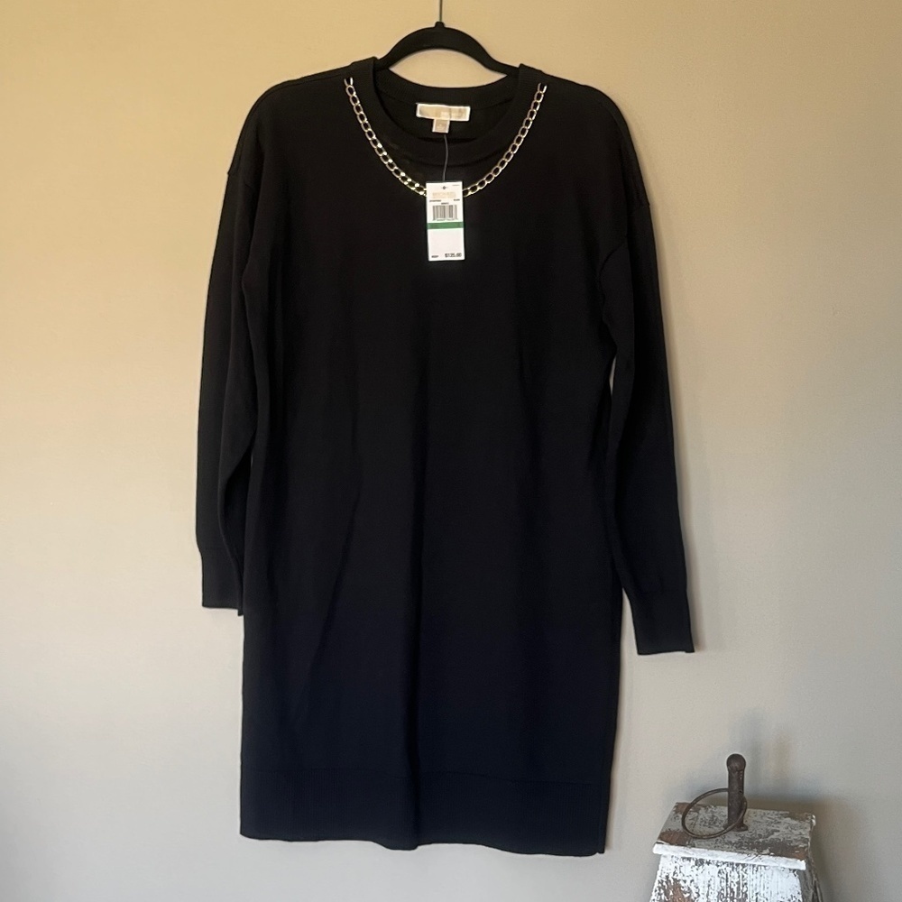 Michael Michael KORS Black Sweater Dress with Chain